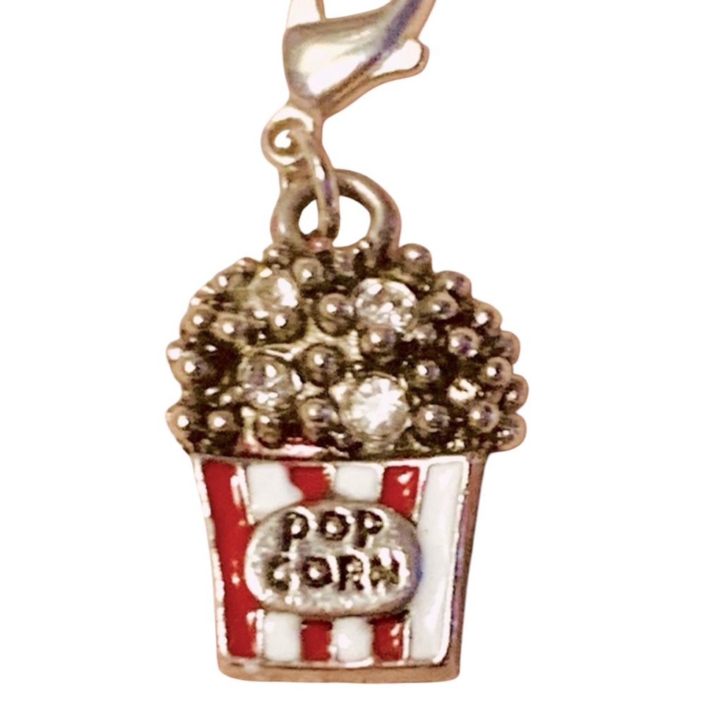 Popcorn Red & White Striped w/Lobster clasp Zipper pull, purse, & shoe charm